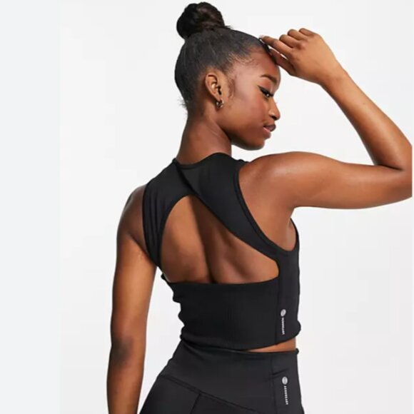 Brand New Adidas black open-back HYPERGLAM TRAINING TOP - Picture 1 of 9